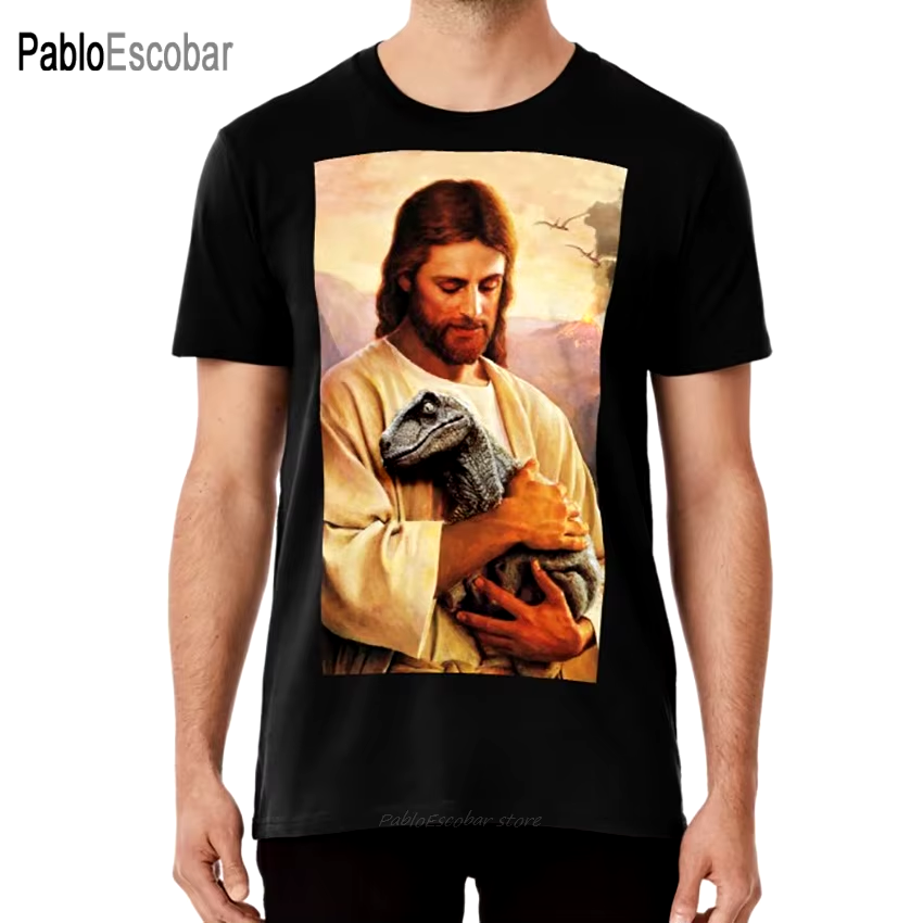 Jesus Raptor T-Shirt, Trending Top-Selling Graphic Tee | Unique Dinosaur & Faith