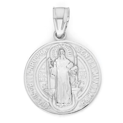 925 Sterling Silver Saint Benedict Pendant - Religious Medal Jewelry Gifts