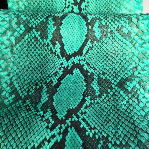 Genuine Snake Skin Hide Leather Craft Pelt Soft Snakeskin Glossy Print DIY Green - Picture 3 of 12