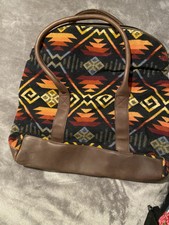 Pendleton Leather Wool Travel Overnight Bag Tote Weekender New Colorful Good
