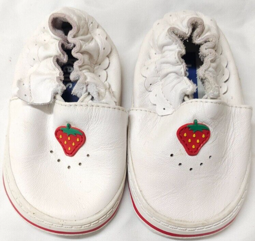 Keds babies Infants White Leather Slip-On Strawberry Logo Floral Bottom Shoes 2G - Picture 2 of 11