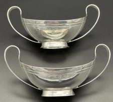 Pair Of Arthur Stone Sterling Silver Urn Form Open Salt Cellars Arts & Crafts
