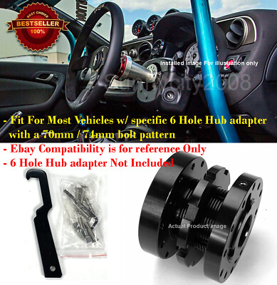 1.7''-3'' Black Adjustable Steering Wheel Hub Extension Spacer For Subaru Mazda