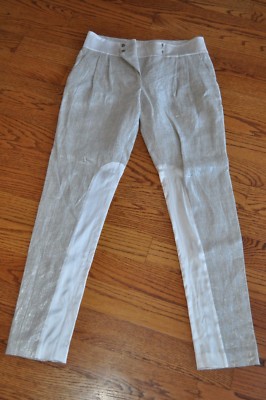 NWOT~MACKAGE Collection~100%Linen/Silk Insert Pleated Beige Metallic Pant~size 0