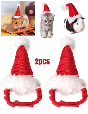 2 Stück Haustier Weihnachtsmütze Mütze Zubehör Kaninchen Hamster Meerschweinchen Ratte Kleintiere