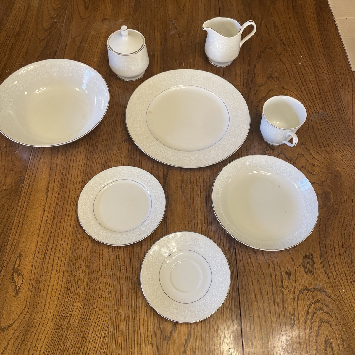 Set of 45 NOS Sango Carlton Plymouth #303 Dinnerware, White