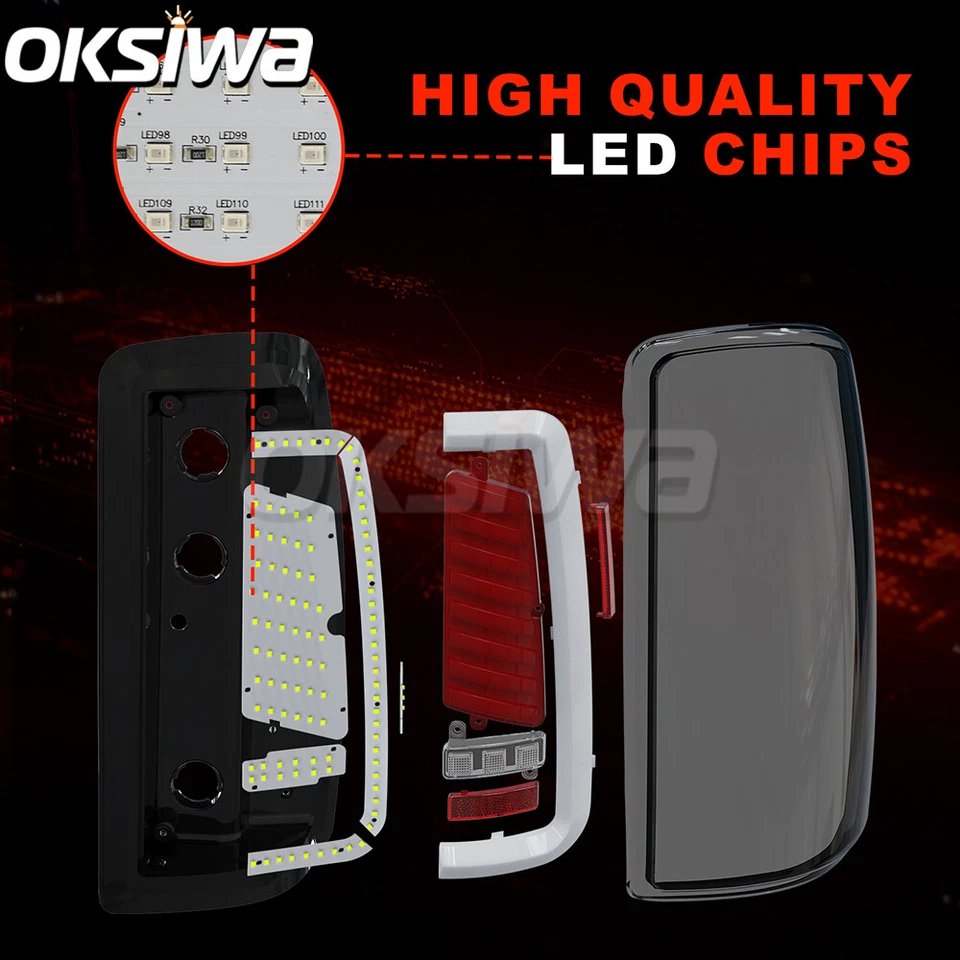 For 2000-05 2006 Chevy Suburban Tahoe GMC Yukon Smoke LED Tube Tail Lights Lamps - Image 4 of 4