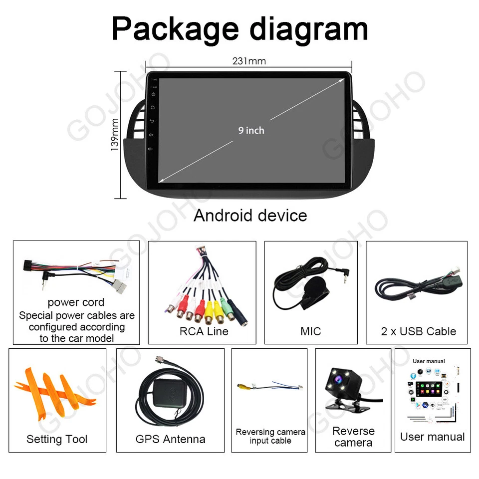 9" 64GB Android 13 Carplay Car Radio For Fiat 500 2007-2015 Stereo GPS Navi BT - Image 4 of 4