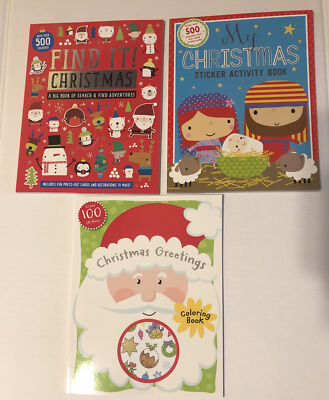 Lot of 3 Activity Books Find it Christmas, My Christmas, Christmas Greetings  