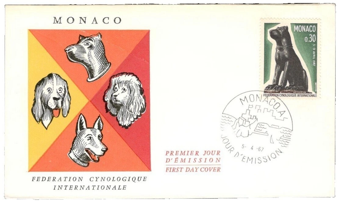 Perros Sellos MONACAN sobre de Primer Día