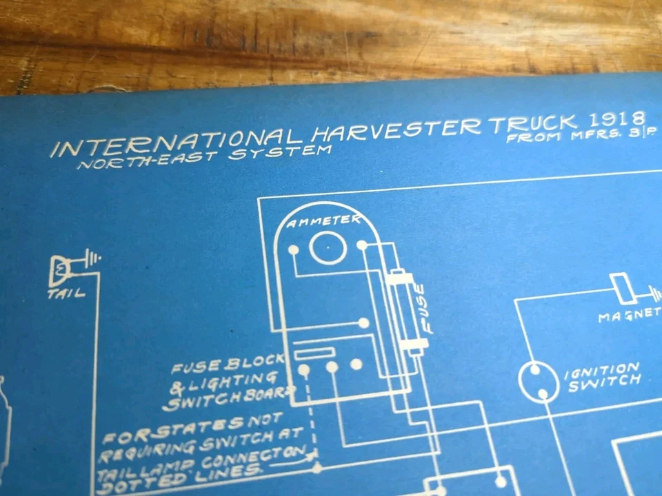 Antique International Harvester Truck 1918 All-Models Blueprint, Wiring Diagram - Image 3 of 4