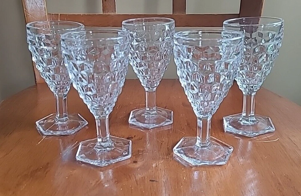 Vintage Set 5 Sherry Glasses American Fostoria Liqueur 4 1 4" Hex Footed