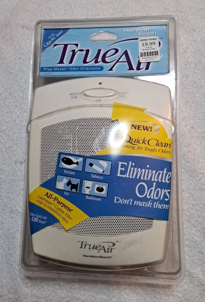 Air Purifier Cleaner Hamilton Beach Plug Mount TrueAir 04271 Odor Eliminator NOS