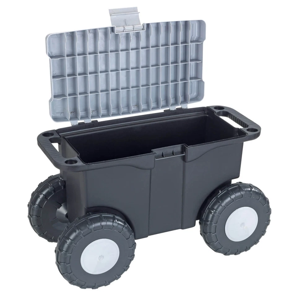 MAXIMEX GARTEN HOBBY WAGEN XXL Sitz Fläche Helfer schont Rücken Stauraum rollbar - Bild 2 von 4