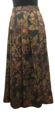 Vtg Geiger Wool Maxi Full Length Pleated Skirt Floral Wool Sz 40 Austria 10 US