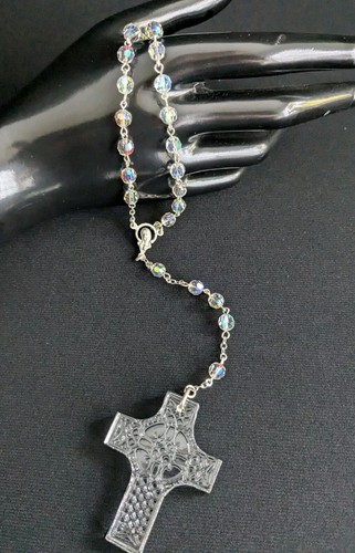 Vintage Tipperary Crystal & Iridescent Bead Rosary/Necklace Estate
