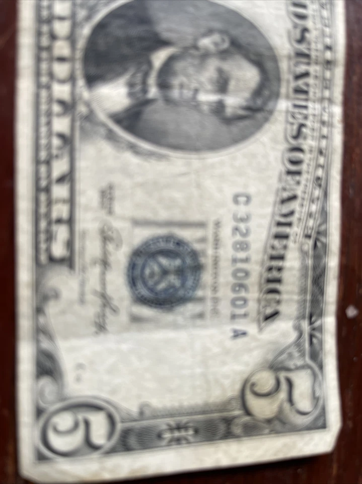 ONE FIVE DOLLARS BILL 1953)  Of  AMERICA TITLE ( C32810601A ) VERY GOOD CON - Image 3 of 4