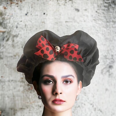 Bonnet Gothic Womens Satin Night Sleep Cap Hair Hat #17 Black Red Skull