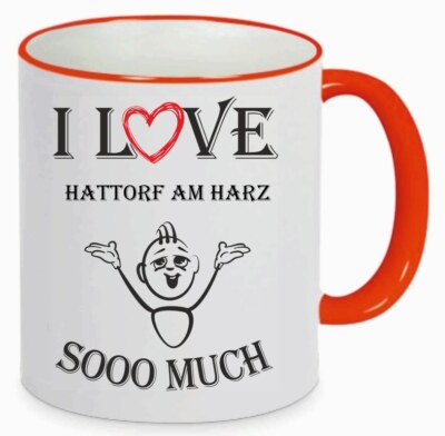 Kaffetasse I Love Hattorf am Harz so Much Kaffee Becher Tasse Liebe Rot 138332