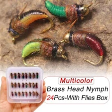 24Pcs/Box Realistic Nymph Scud Fly for Trout Artificial Insect Bait Lure