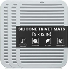 3 PCS Silicone Trivets Pots Pans 9"x12" Heat Resistant Mat Hot Pads Kitchen
