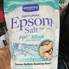 Amoray Premium Natural Epsom Salts White Eucalyptus Scent Magnesium Sulfate