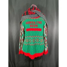 Ugly Christmas Sweater and Scarf, Naughty But/Or Nice Themed, XL Rockin Around 