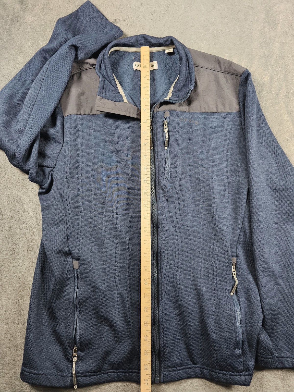 Orvis Softshell Jacket Blue Full-Zip Pockets Flee… - image 4