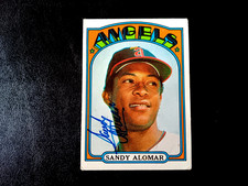 Sandy Alomar SR  Autographed 1972 Topps Baseball CA Angles Card 253 Vintage Auto