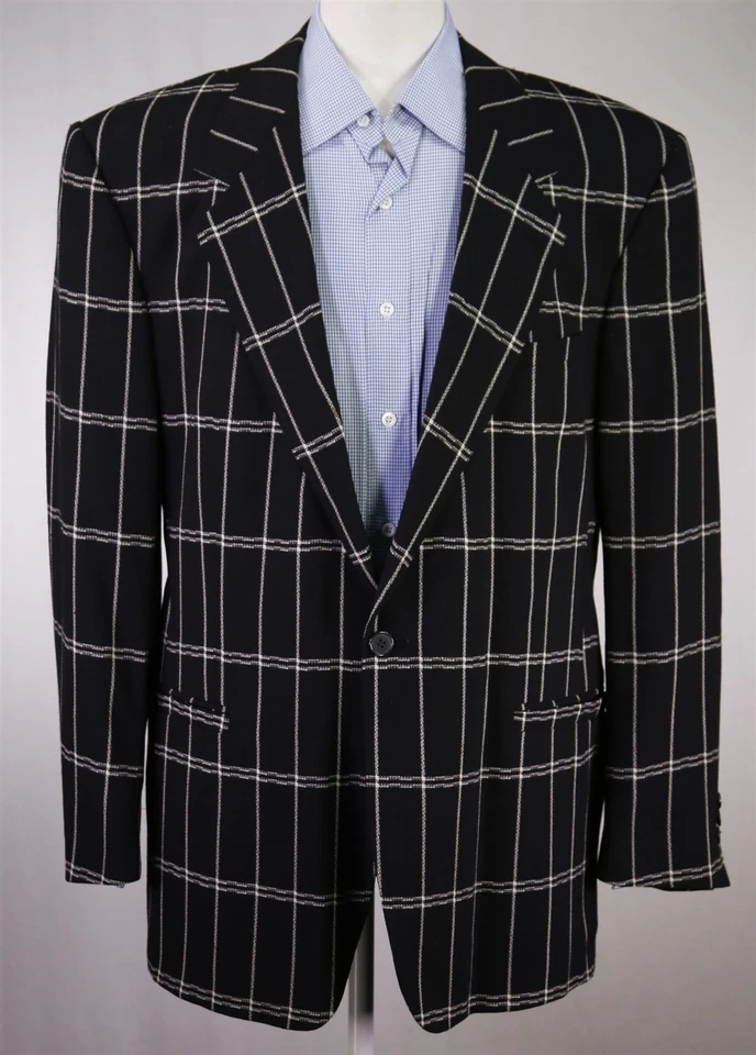 Blazer de lana Versace V2 para hombre vintage años 80 90 negro ventana 44R Foto 2 de 4