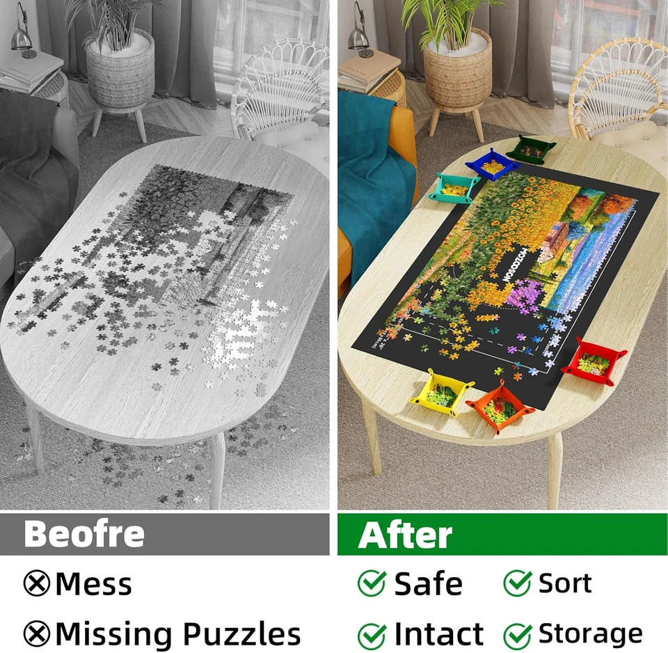 Tappeto Puzzle per 1500 Pezzi, Tappetino Puzzle, Portatile Puzzle Mat Roll, Tapp - Immagine 3 di 4