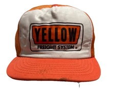 Vintage Yellow Trucking Company Trucker Hat Snapback Adjustable Mesh One Size