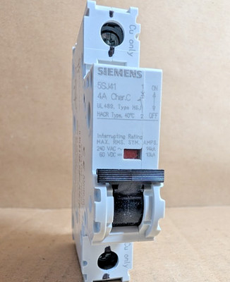 Siemens 5SJ4104-7HG40 Miniature Circuit Breaker, 4Amp, 1P, C Trip (New)