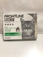 Frontline Plus Spot on Cat For Cats and Ferrets 3 Pipettes-Brand new & genuine