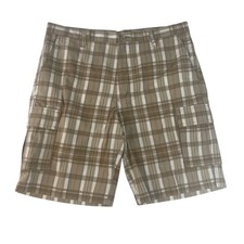 Dockers Cargo Shorts Mens 36 Brown Plaid Casual Summer