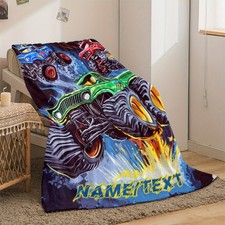 Customizable Fantasy Truck-Themed Flannel Blanket Multi-Color Digital Print