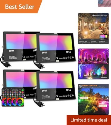 Led Flood Light 500W Equivalent, RGBW Led Outdoor Lights Colored Floodlight w...