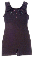 Nwt New Danskin Freestyle Biketard Unitard Black Rainbow Stud Rhinestone Girl