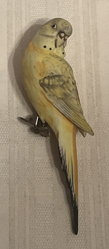 Vintage 1950’s Porcelain Clip On Yellow Parakeet Bird Parrot 6.5” Beautiful