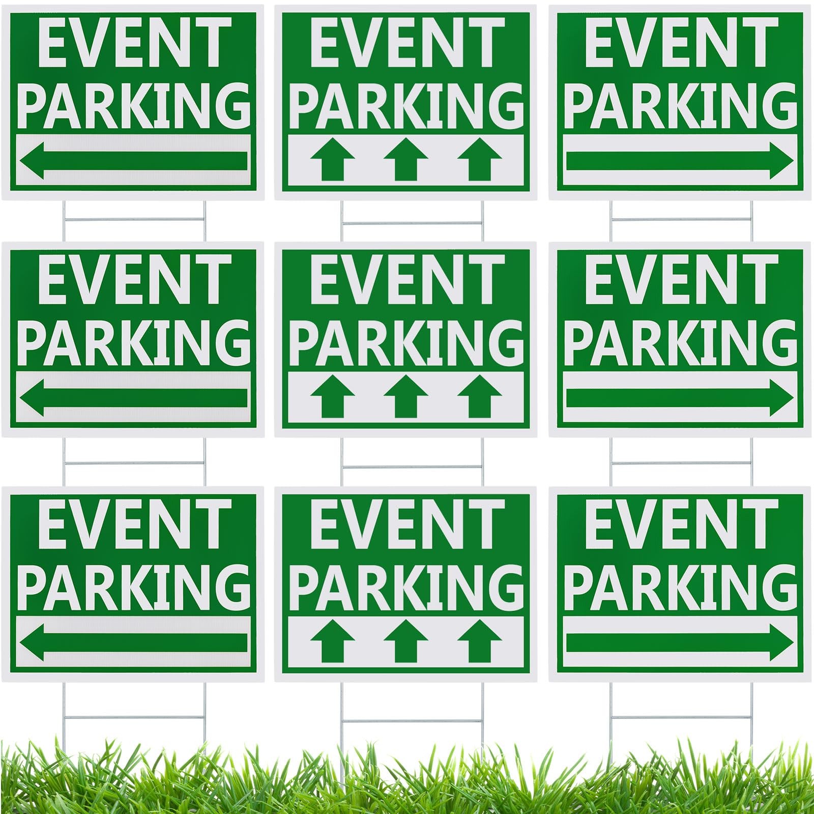 9 Pieces 16 x 12 Inches Outdoor Event Parking Signs with Arrow Corrugated Pla...