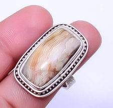 Crazy Lace Agate 925 Sterling Silver Ring S.8 R241778, Christmas Gift
