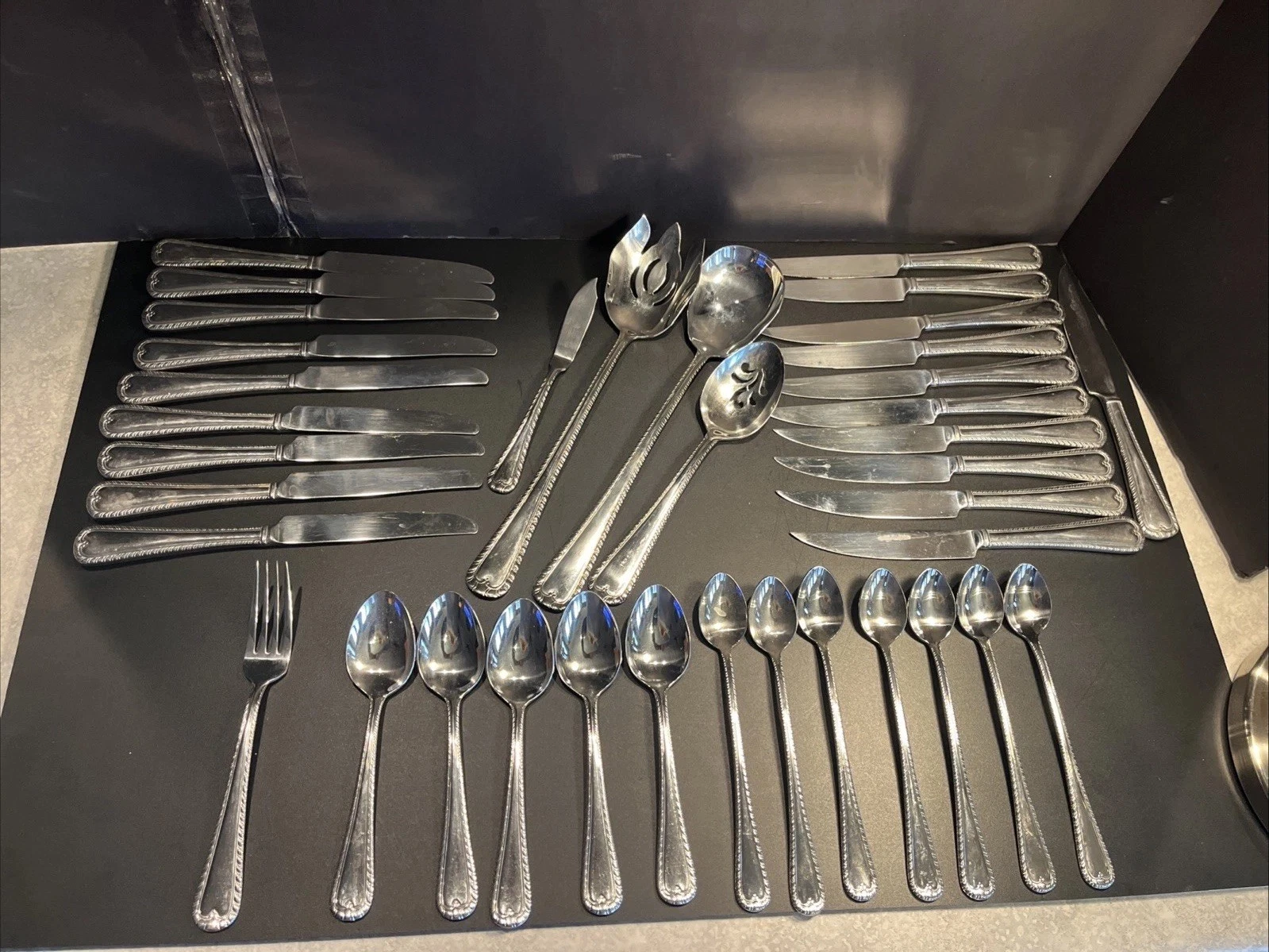 Lot Of 37 Reed & Barton WAKEFIELD Stainless Steel Serving Knives Spoons 18/10