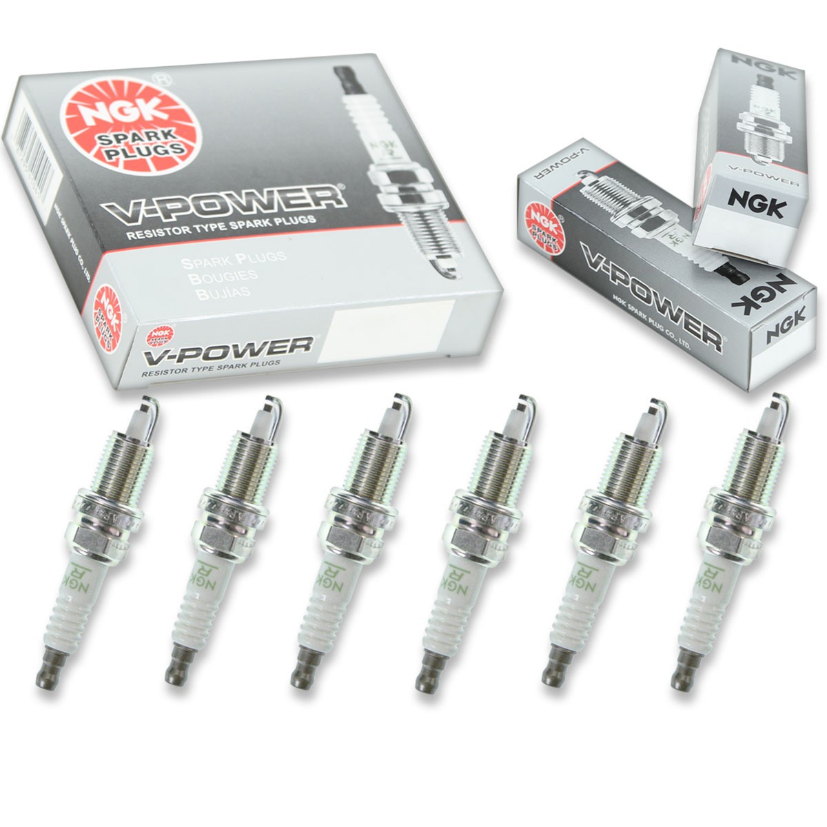 6 pcs NGK V-Power Spark Plugs for 1986-1988 BMW 325 2.7L L6 - Engine Kit Set rt