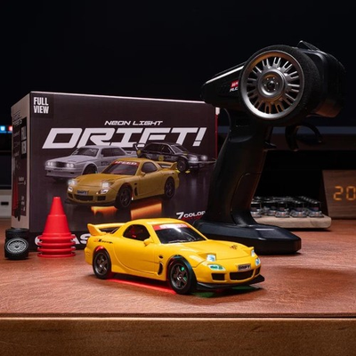 #ad 1 43 RC Remote Control Desktop 4WD Drift Car Neon LED Propotional Throttle JDM $32.00