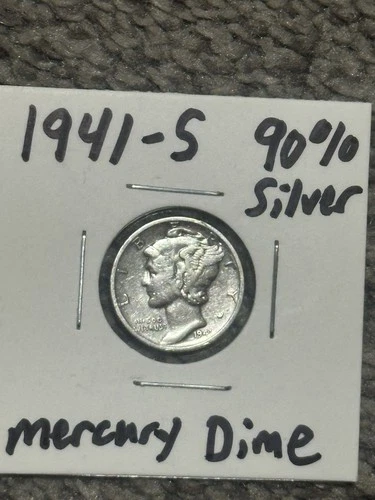 🔥🔥1941-S Mercury 10c Dime 90% Silver VF/VG GORGEOUS COIN🔥🔥