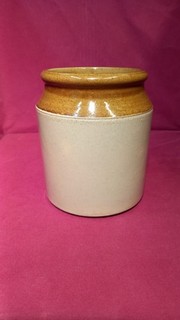 Vintage Stoneware 2 Tone Salt Glaze Dipped 6” Storage / Utensil Jar