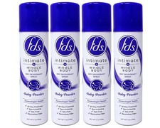 FDS Intimate Whole Body Dry Deodorant Spray, Baby Powder, 2 OZ - 4 Pack
