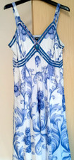 Pomodoro Gorgeous Floral Maxi Dress Boho Blue White Size 14/16 Womens