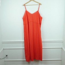 Old Navy 3X Dress Linen Blend Orange Spaghetti Strap Midi Resort Sundress