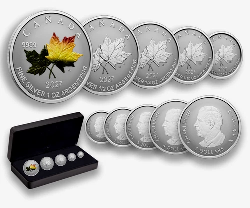 2027 Canada Autumn Leaves Fine Silver Fractional Set - 1.9 Ounces Total